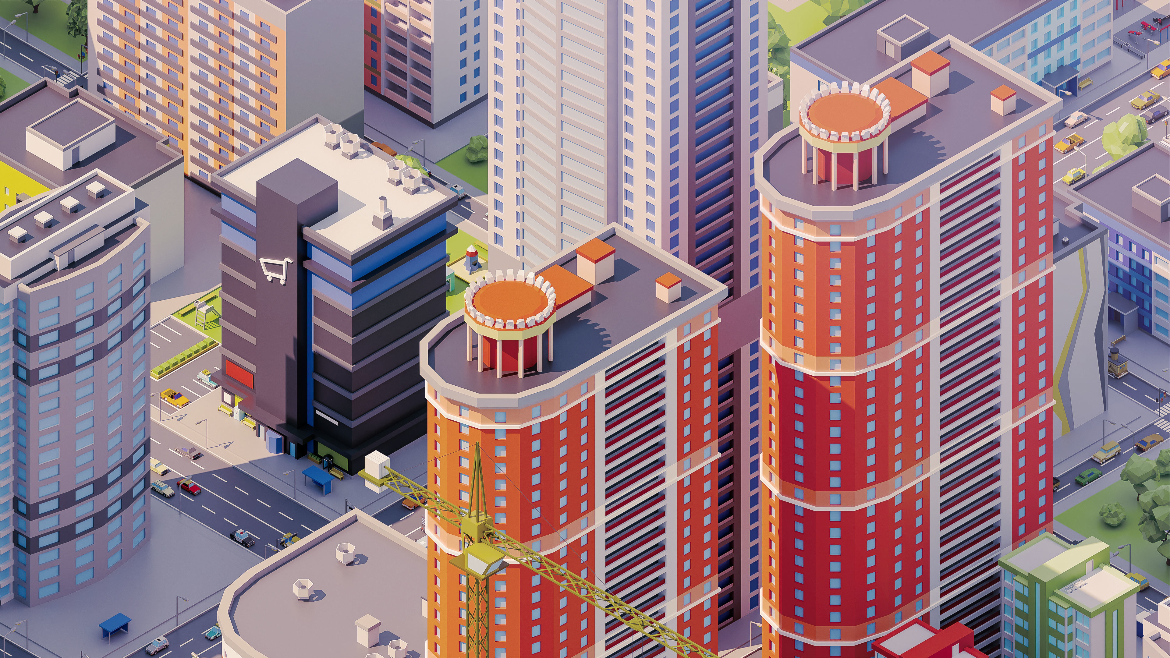 Eastern Europe City Low-poly 3D model_10