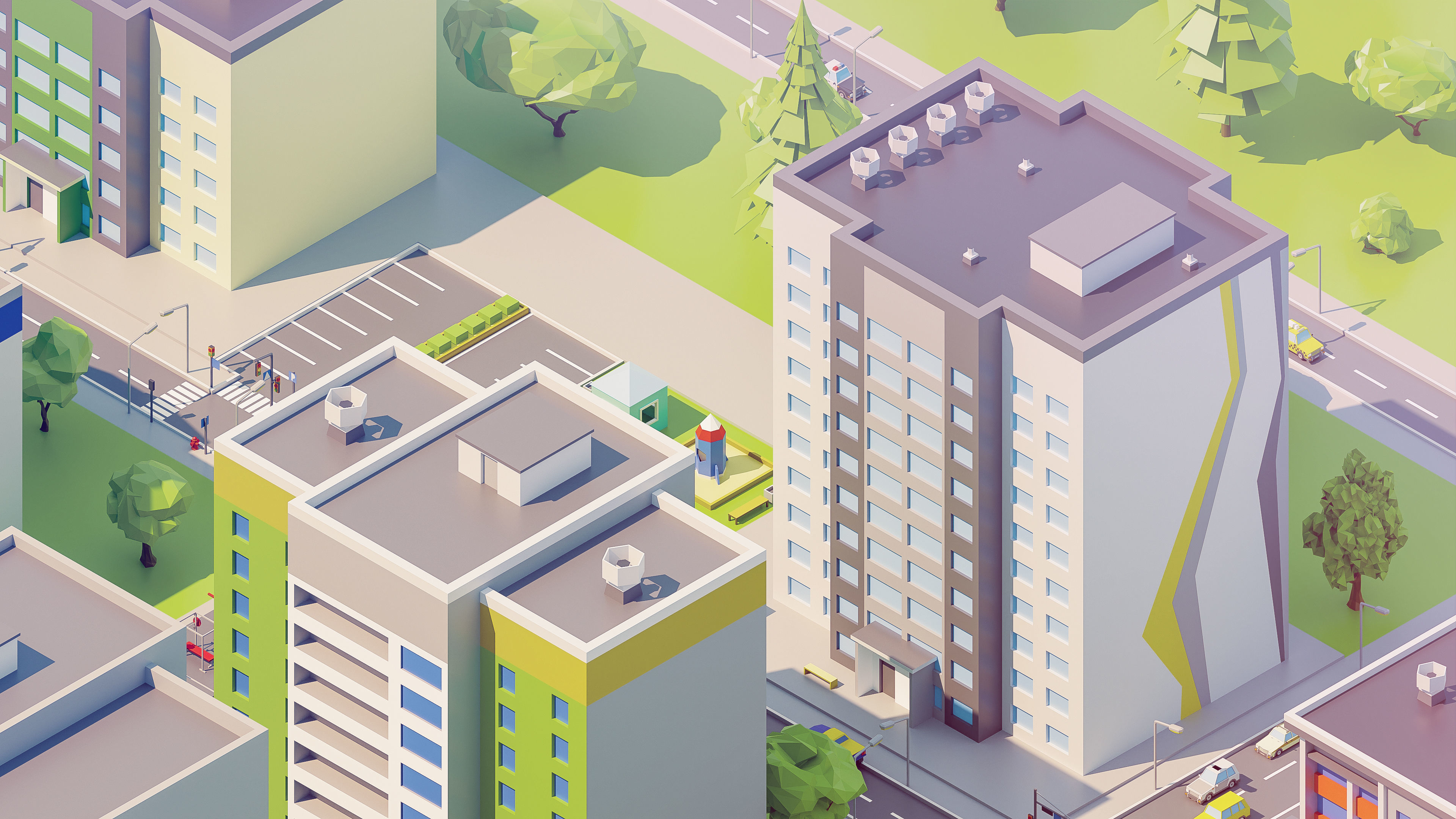 Eastern Europe City Low-poly 3D model_18