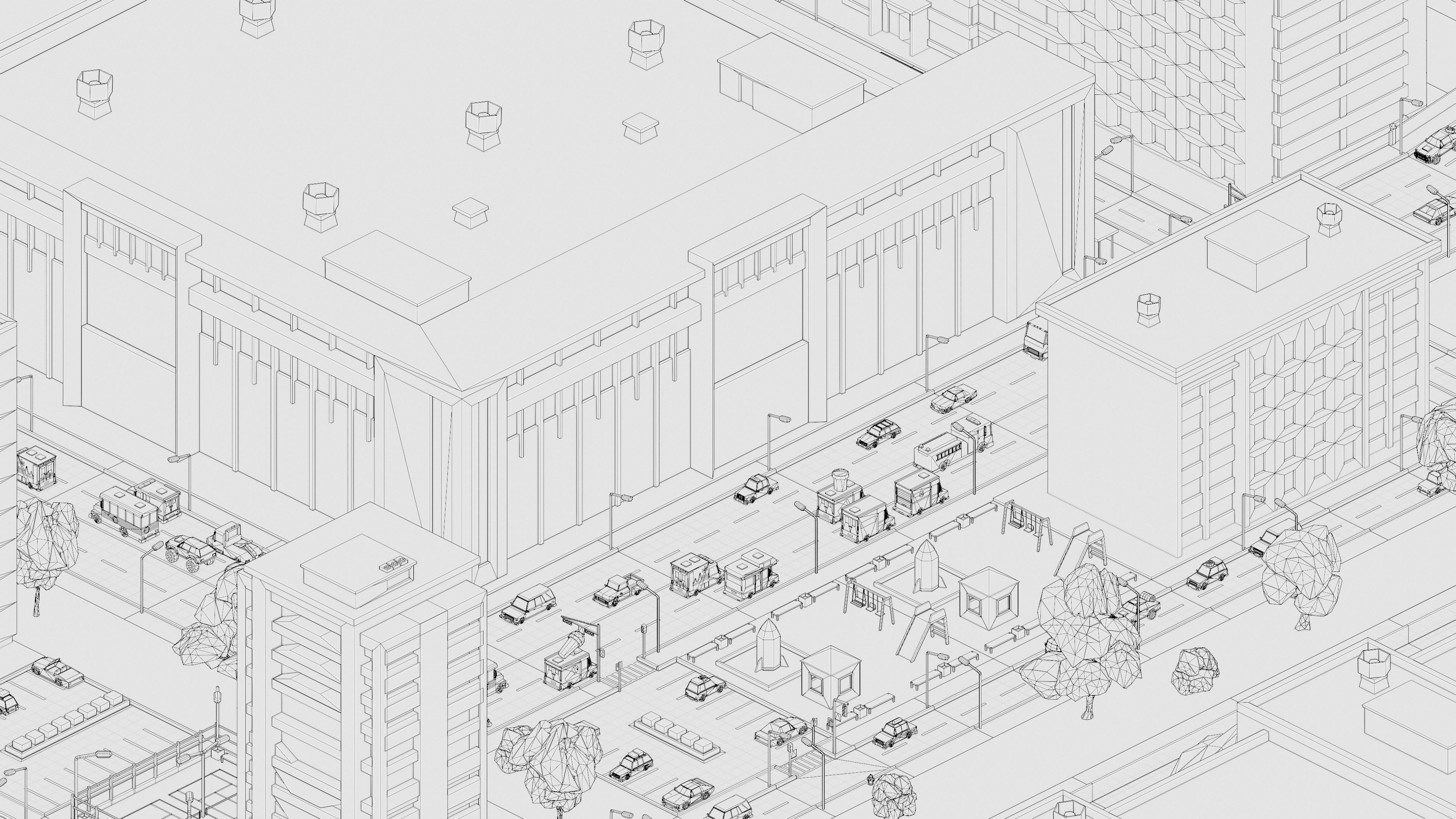 Eastern Europe City Low-poly 3D model_58