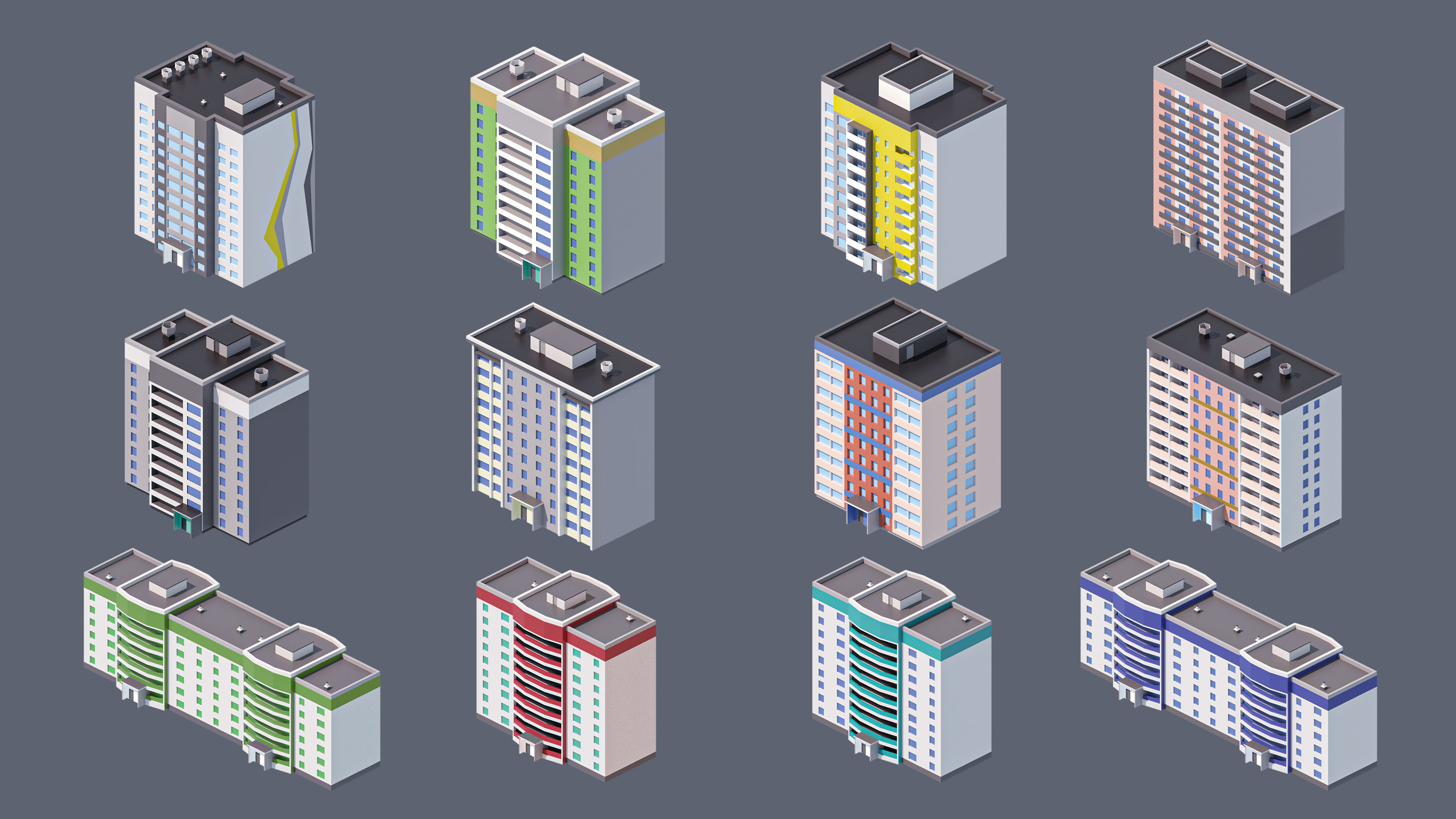 Eastern Europe City Low-poly 3D model_24