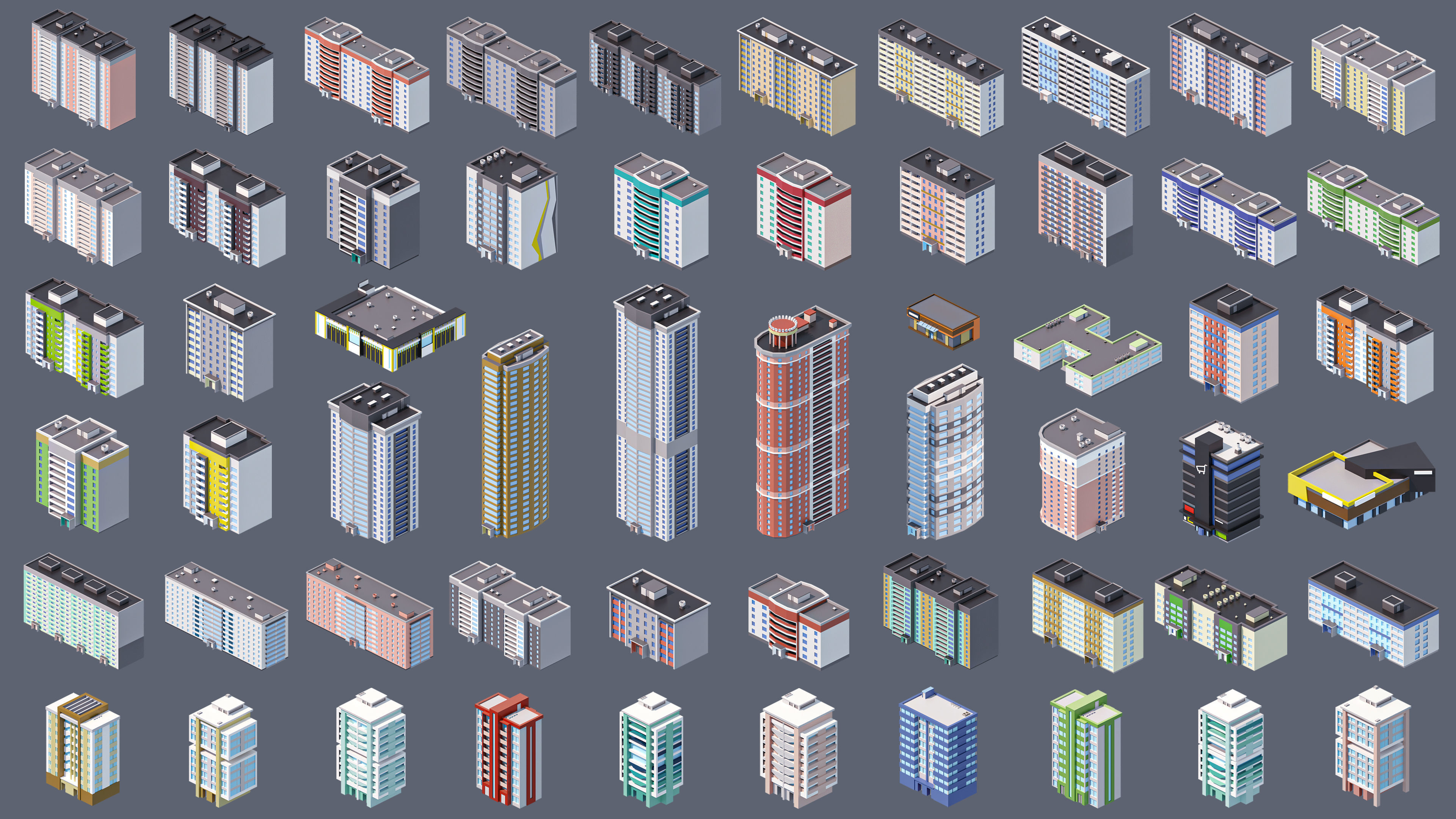 Eastern Europe City Low-poly 3D model_3