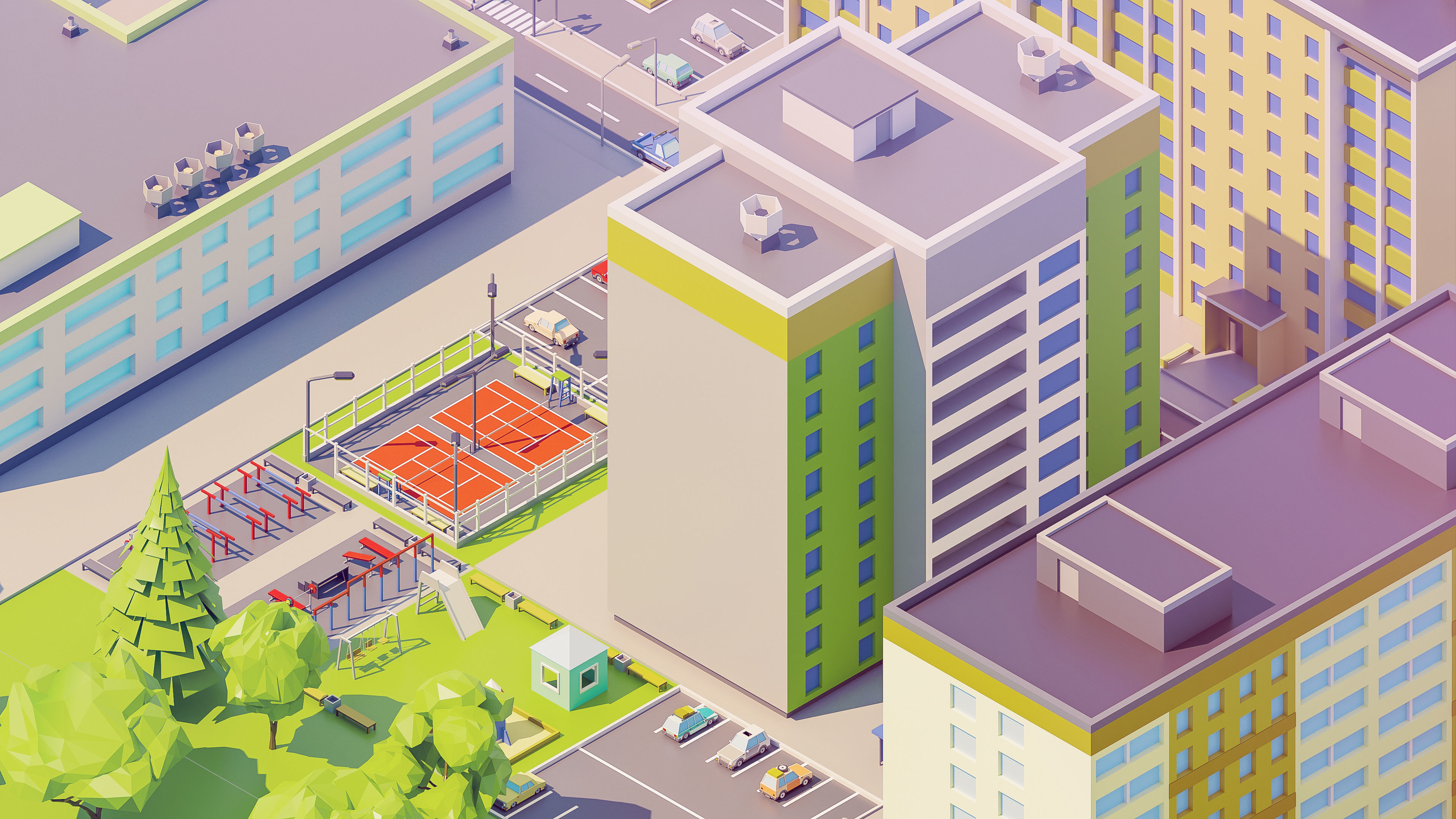 Eastern Europe City Low-poly 3D model_20