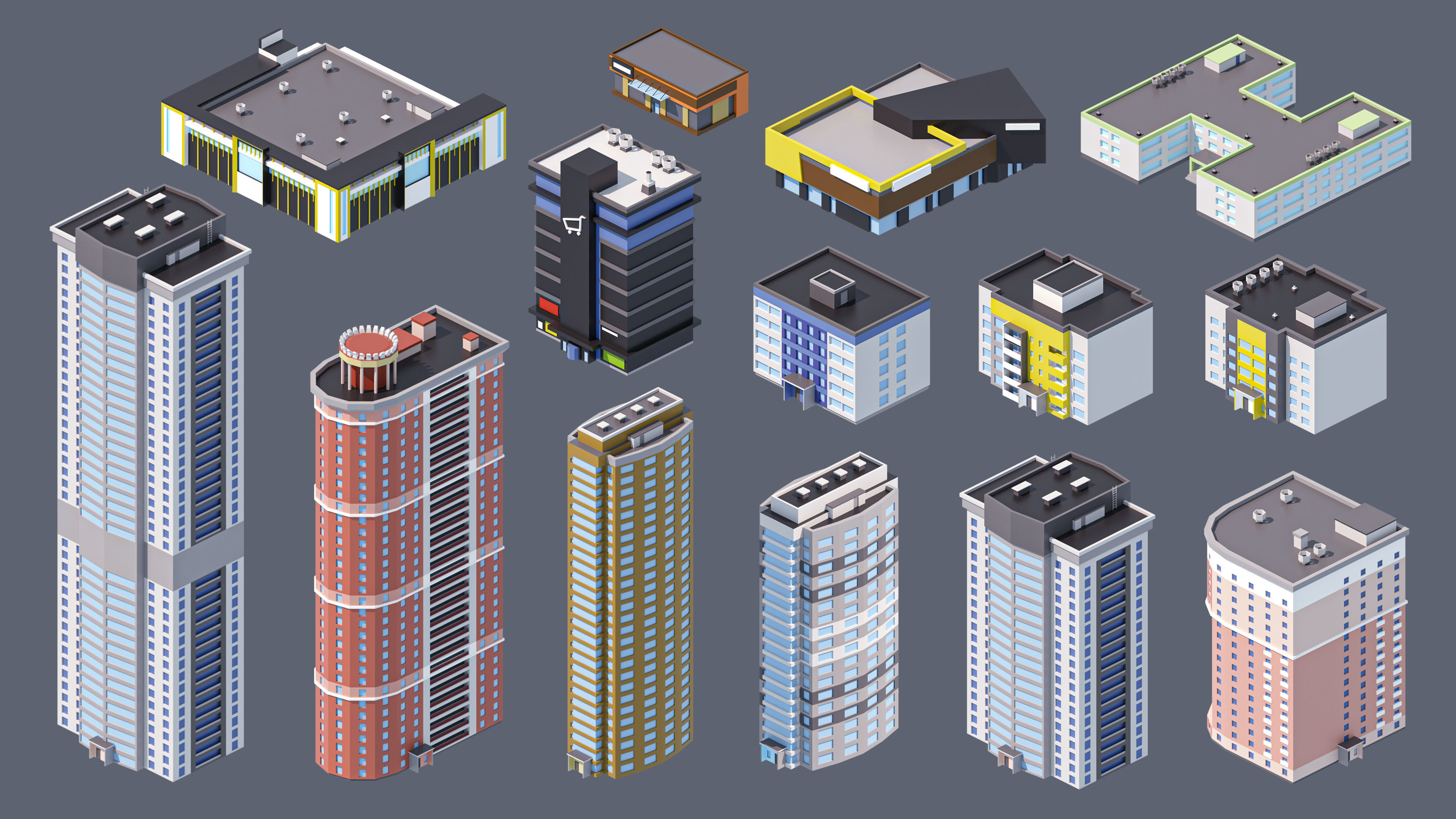 Eastern Europe City Low-poly 3D model_27