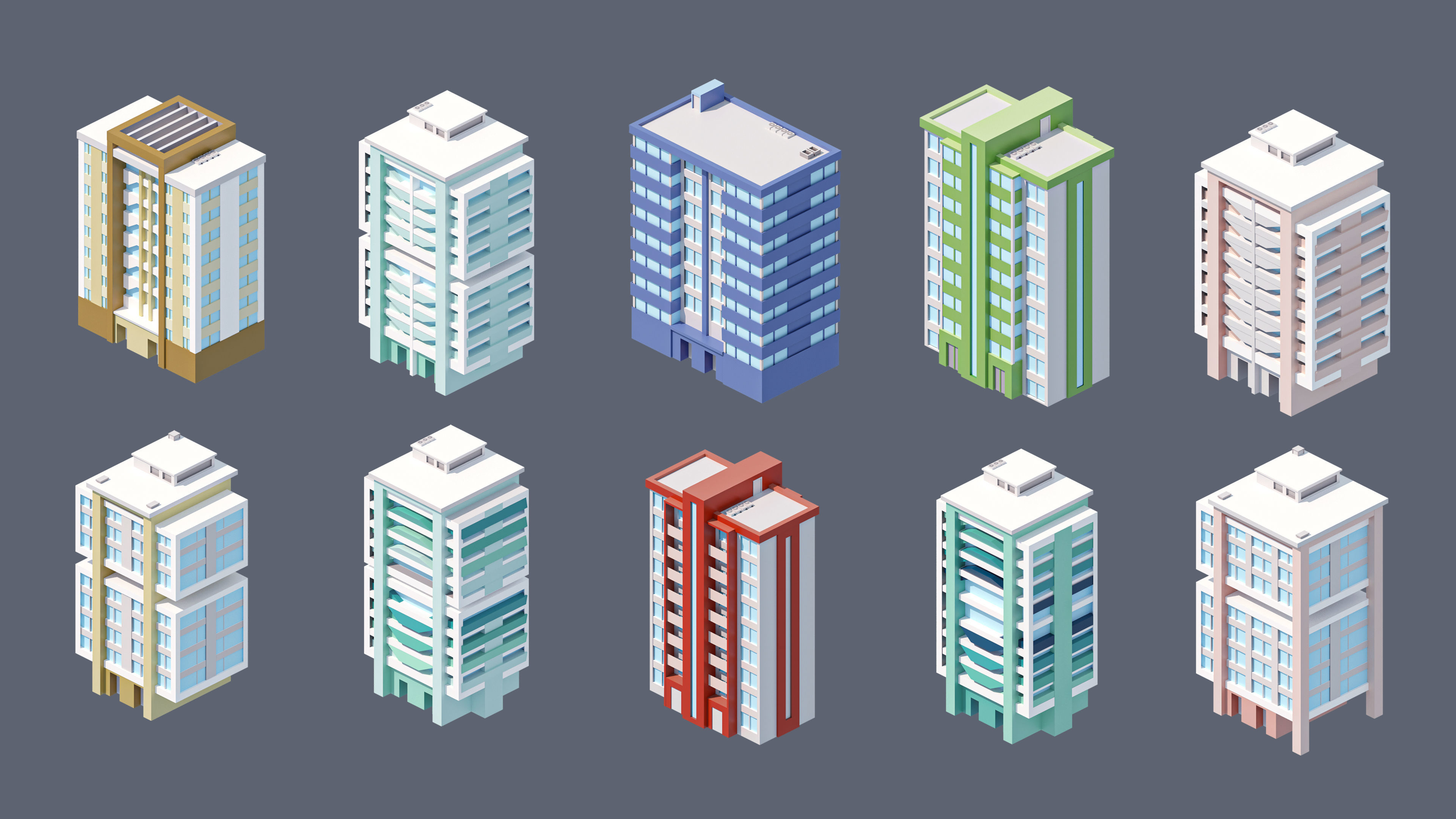 Eastern Europe City Low-poly 3D model_26