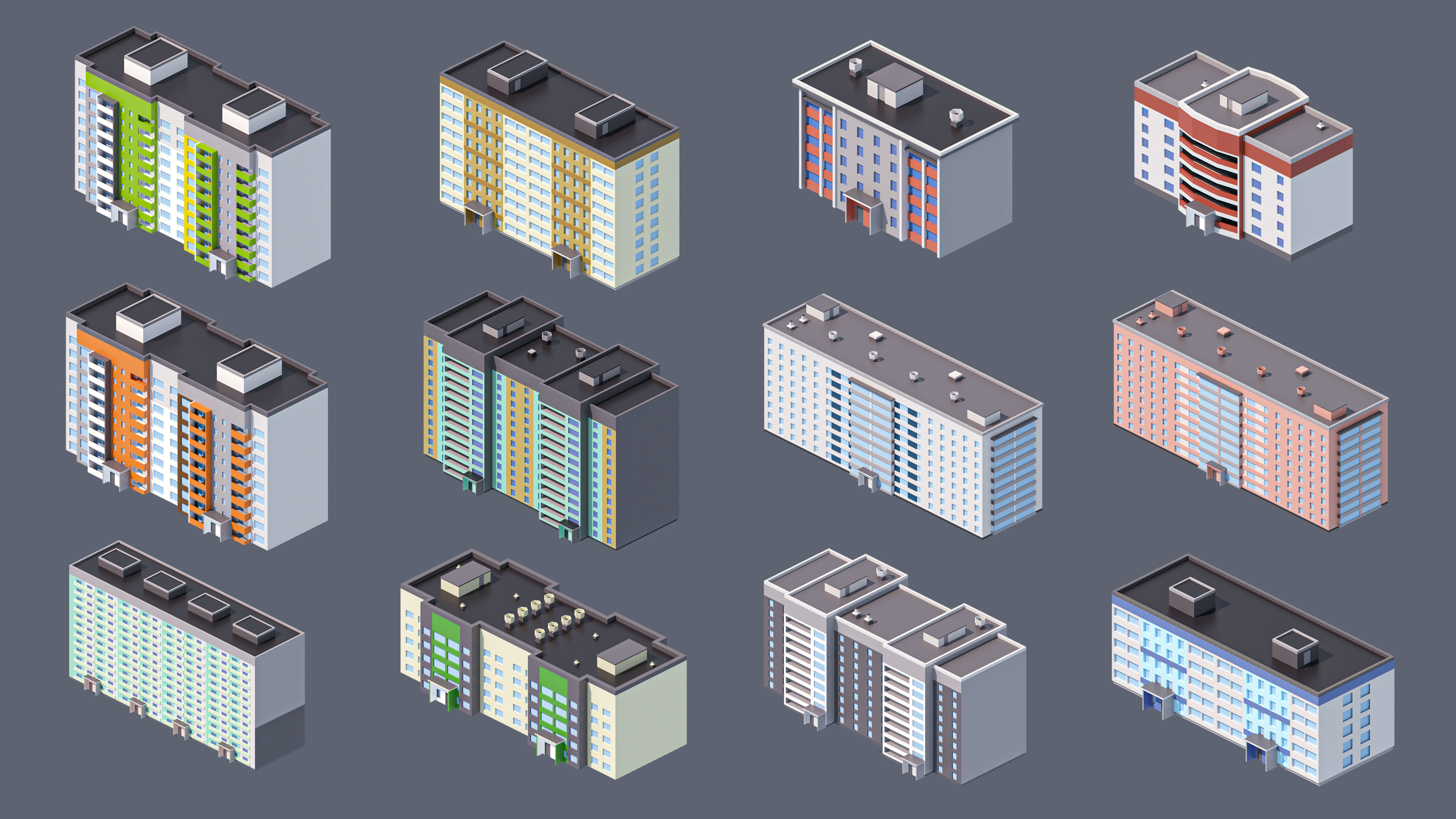 Eastern Europe City Low-poly 3D model_25