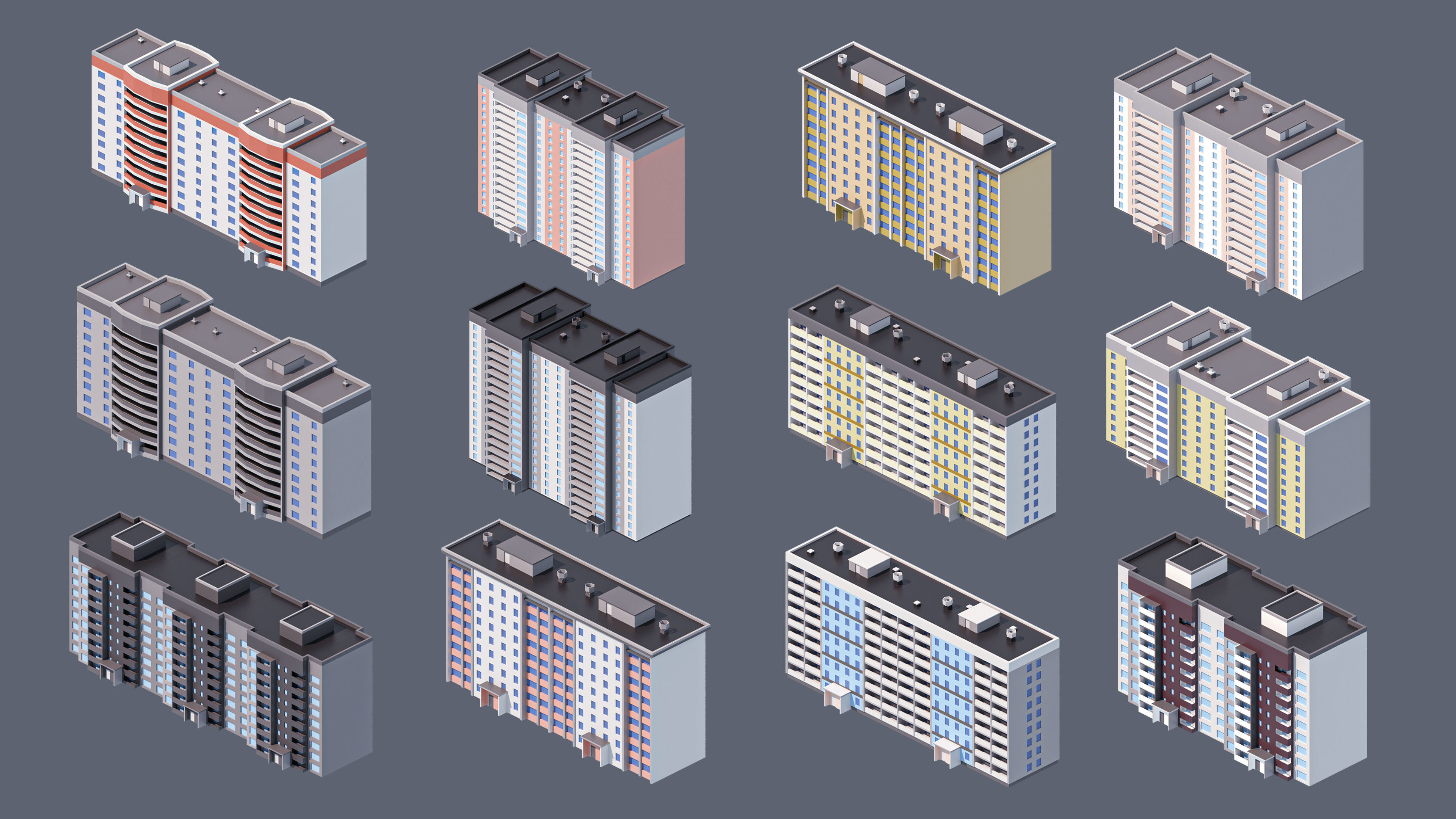 Eastern Europe City Low-poly 3D model_23