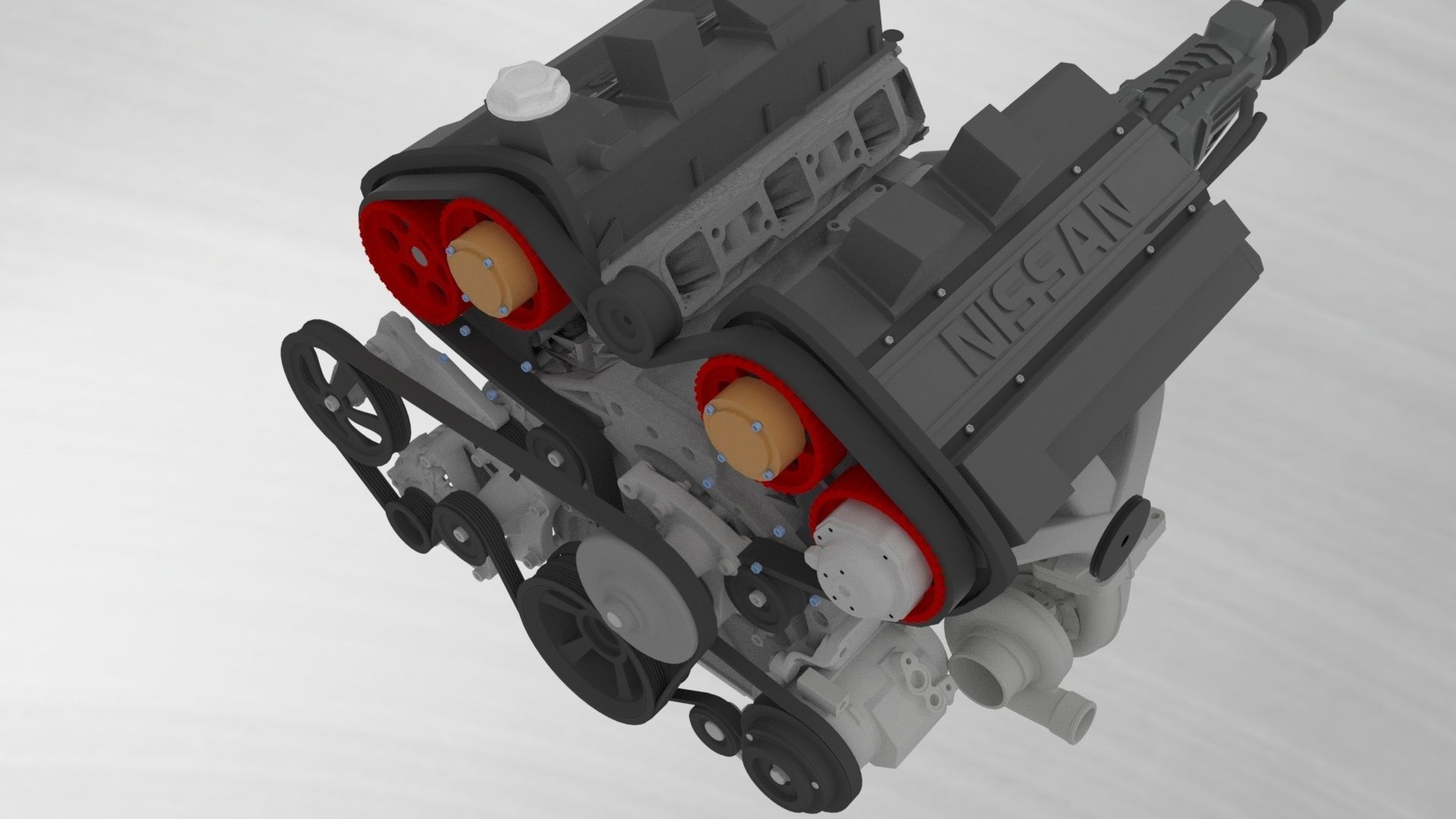 Nissan V6 VG30DETT Complete Engine 3D print model_1