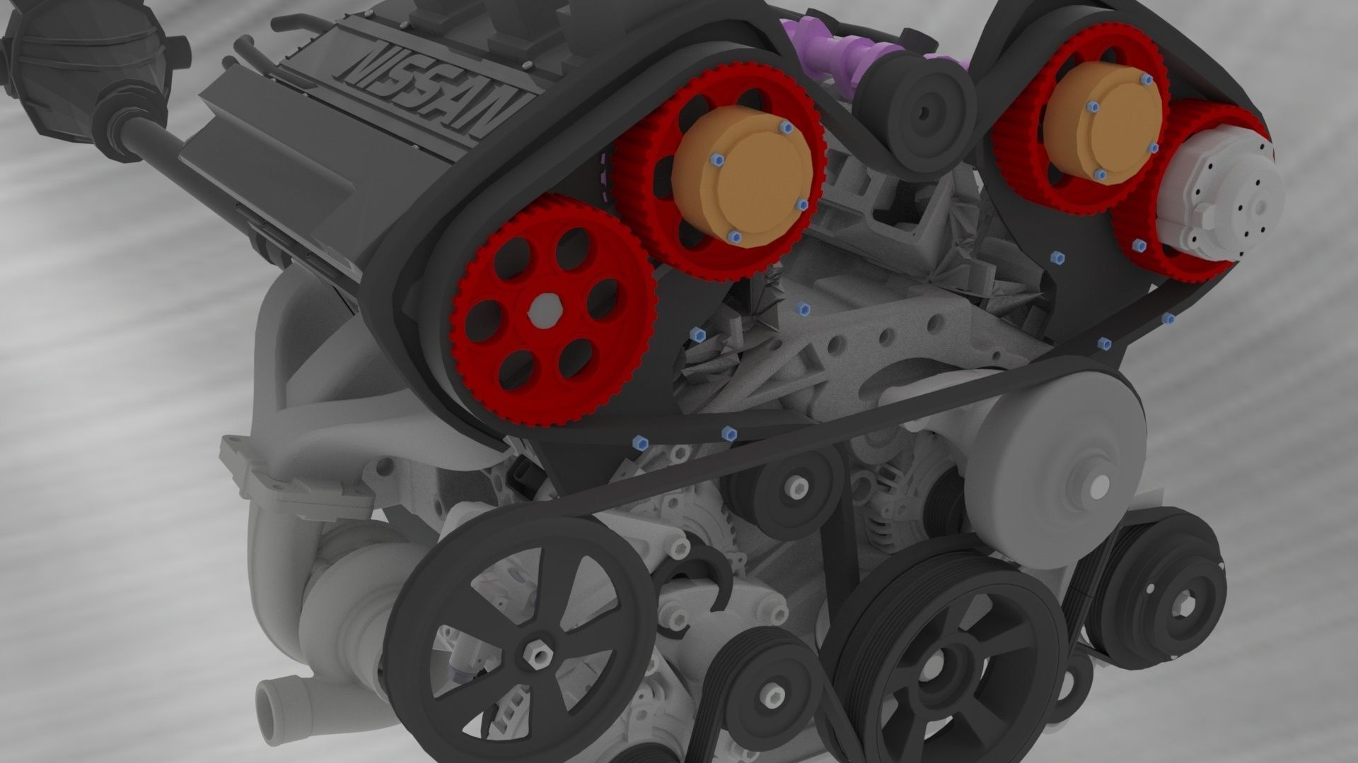 Nissan V6 VG30DETT Complete Engine 3D print model_3