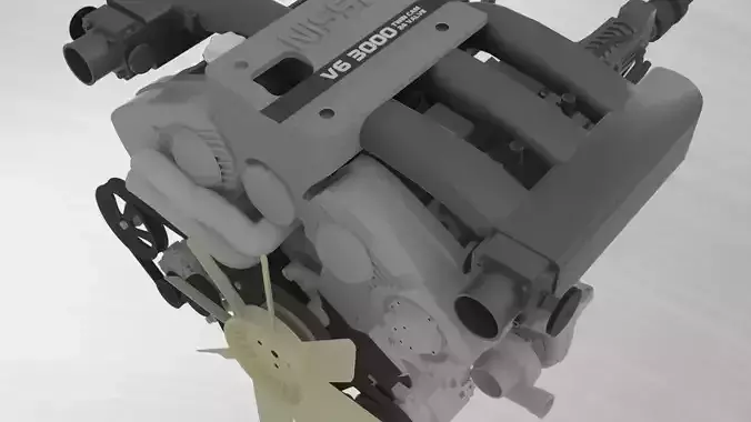 Nissan V6 VG30DETT Complete Engine 3D print model