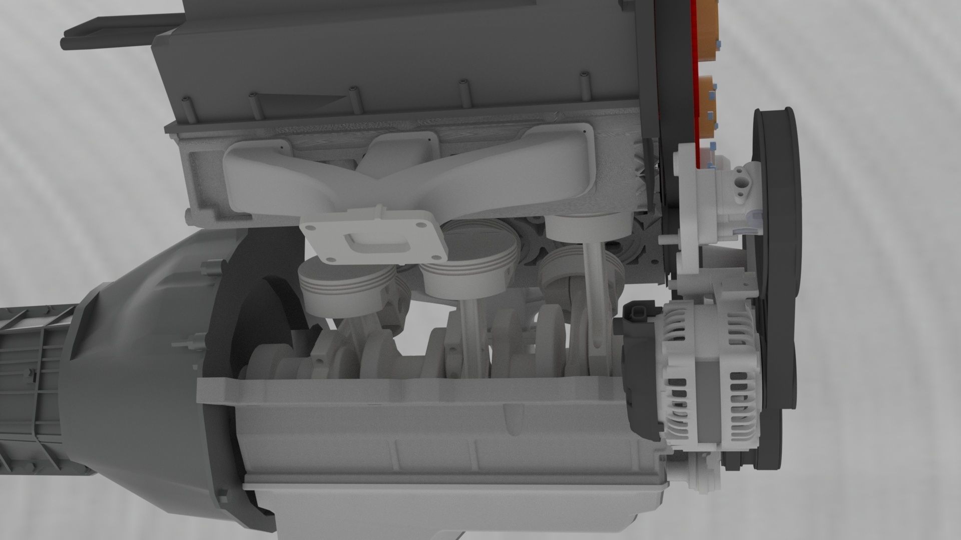 Nissan V6 VG30DETT Complete Engine 3D print model_4