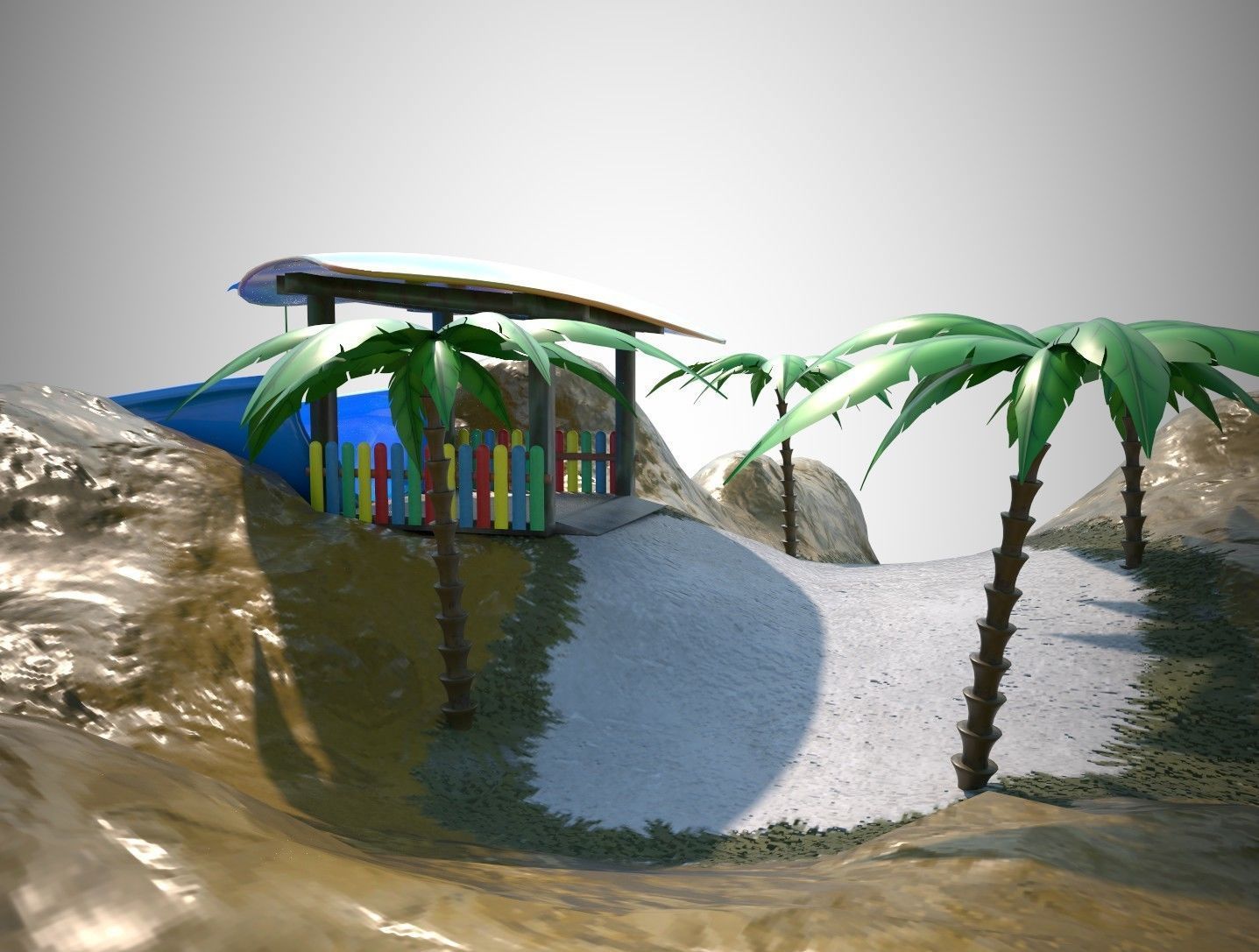 Aquapark Slide Pack PBR 3D model_12