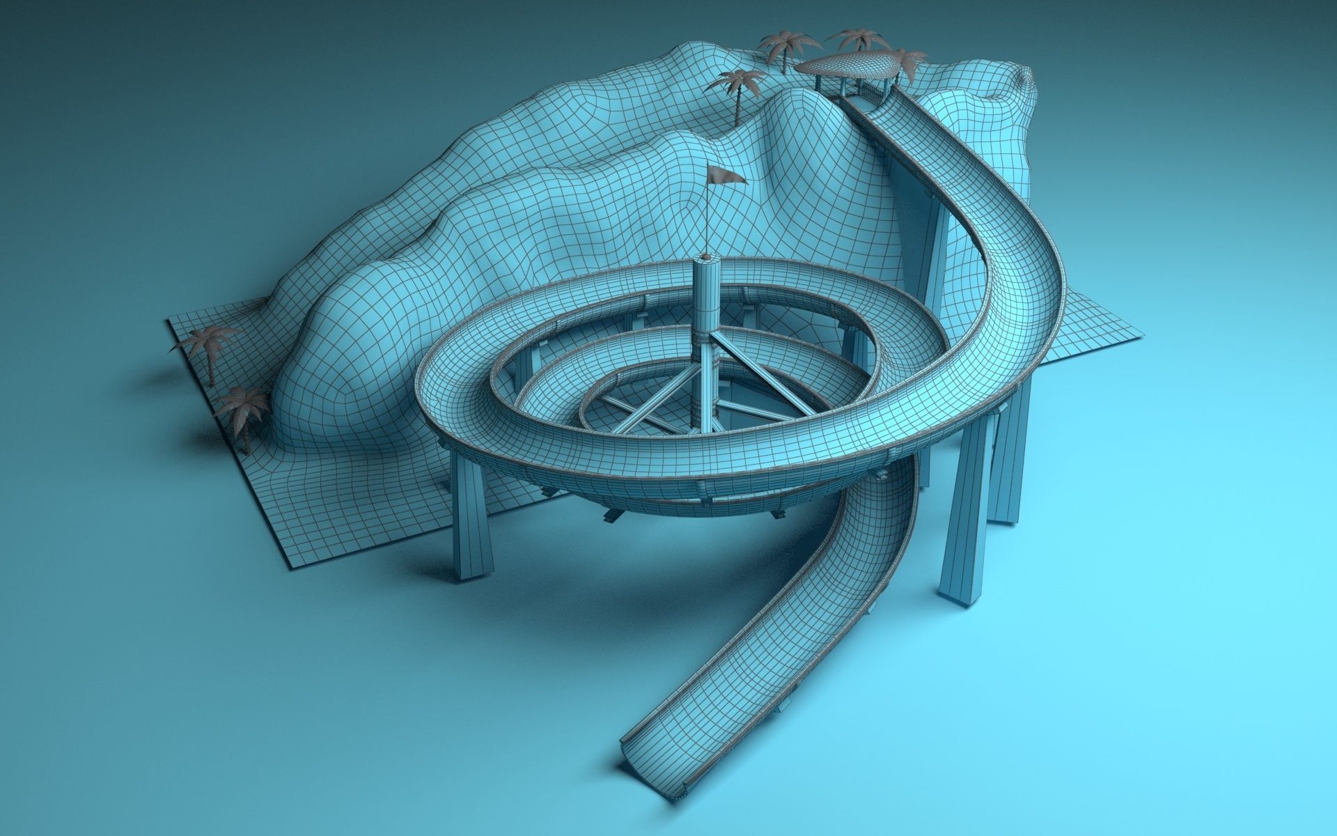 Aquapark Slide Pack PBR 3D model_14