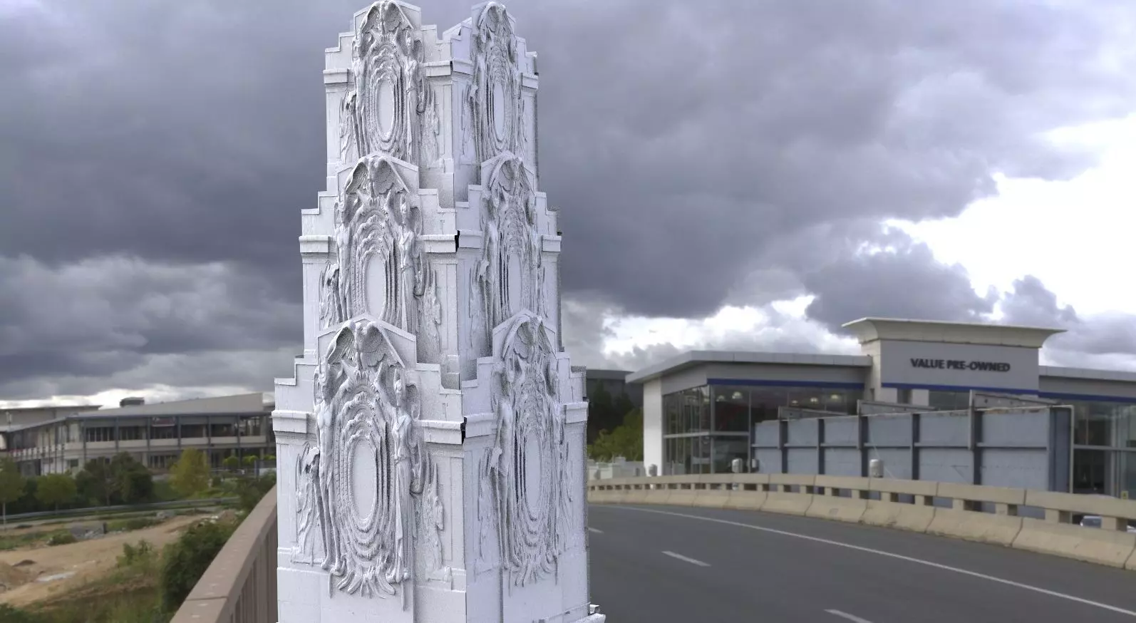 Clockwork tower steampunk marble 3D model