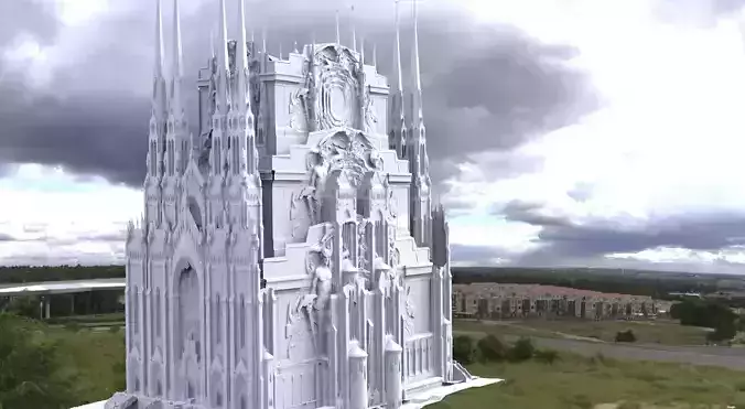Steampunk cathedral tower 3D model