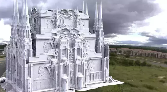 Steampunk cathedral tower grand version wider 3D model