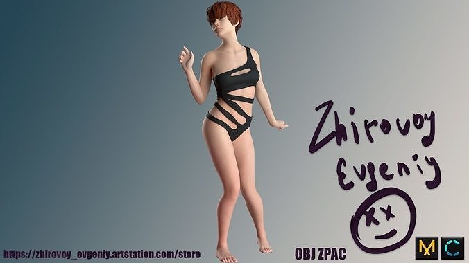 Womens Swimsuit Black 3D model