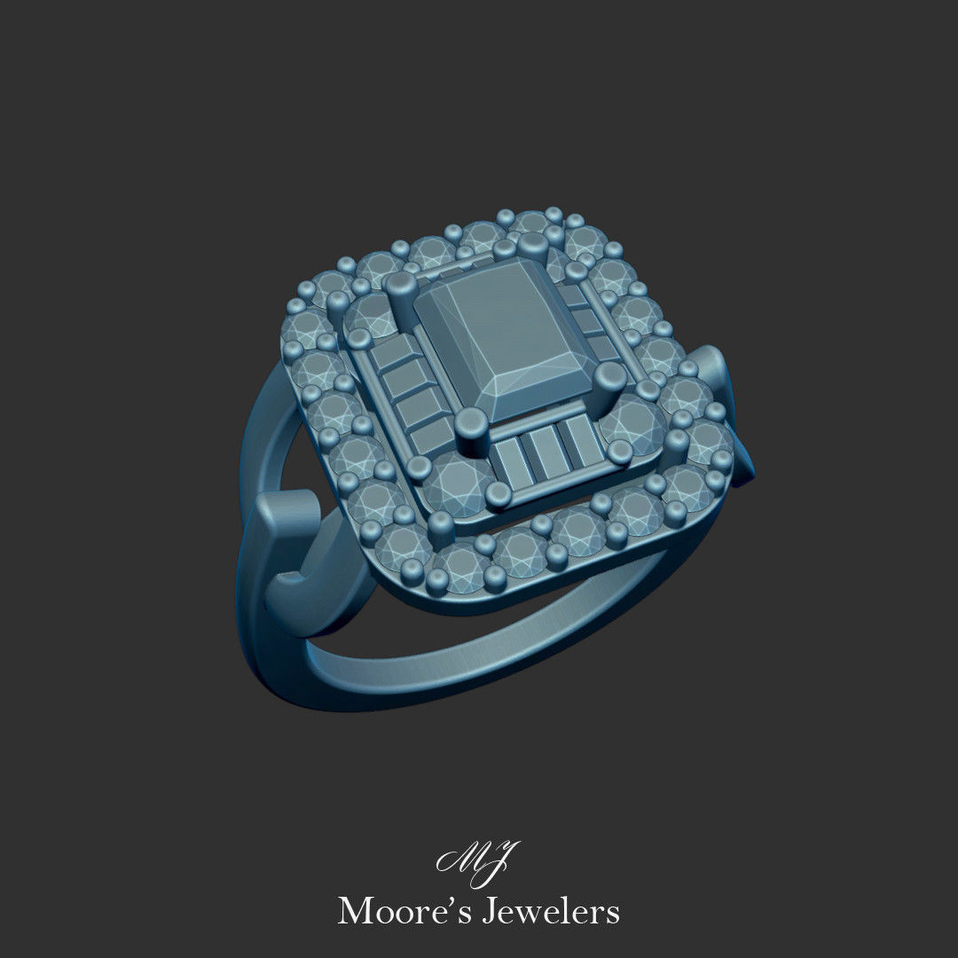 Diamond Cocktail Ring 3d Model 3D print model_2