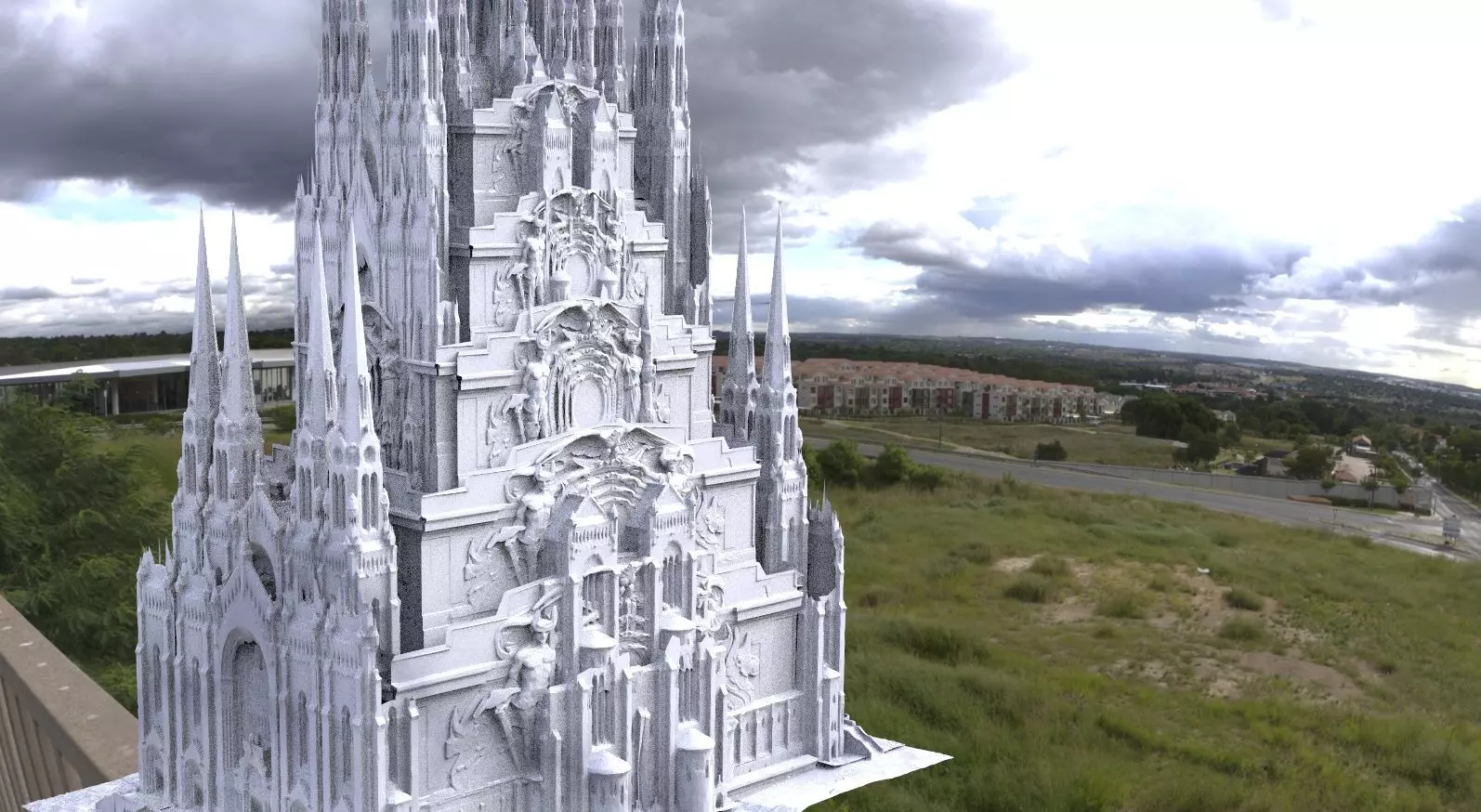 Steampunk palace  cathedral tower grand 3D model 3D model_0