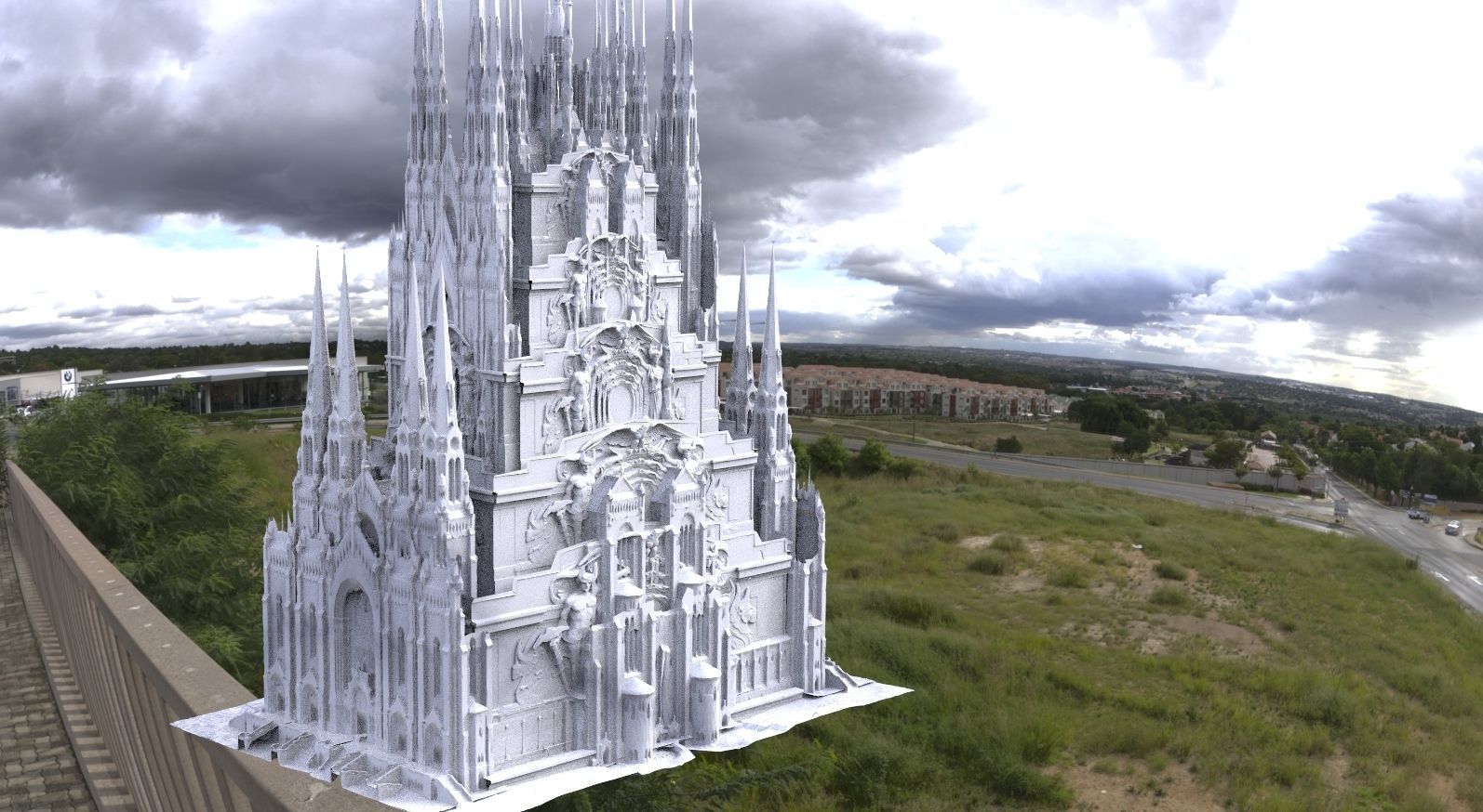 Steampunk palace  cathedral tower grand 3D model 3D model_1