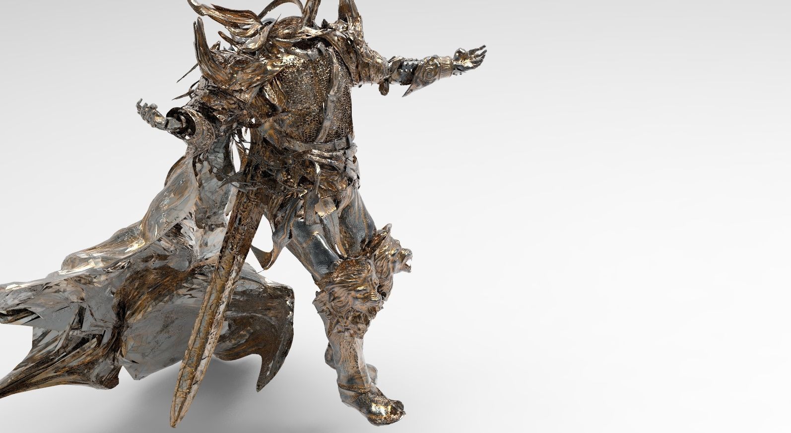 Headless wizard armor set with sword 3D model_2