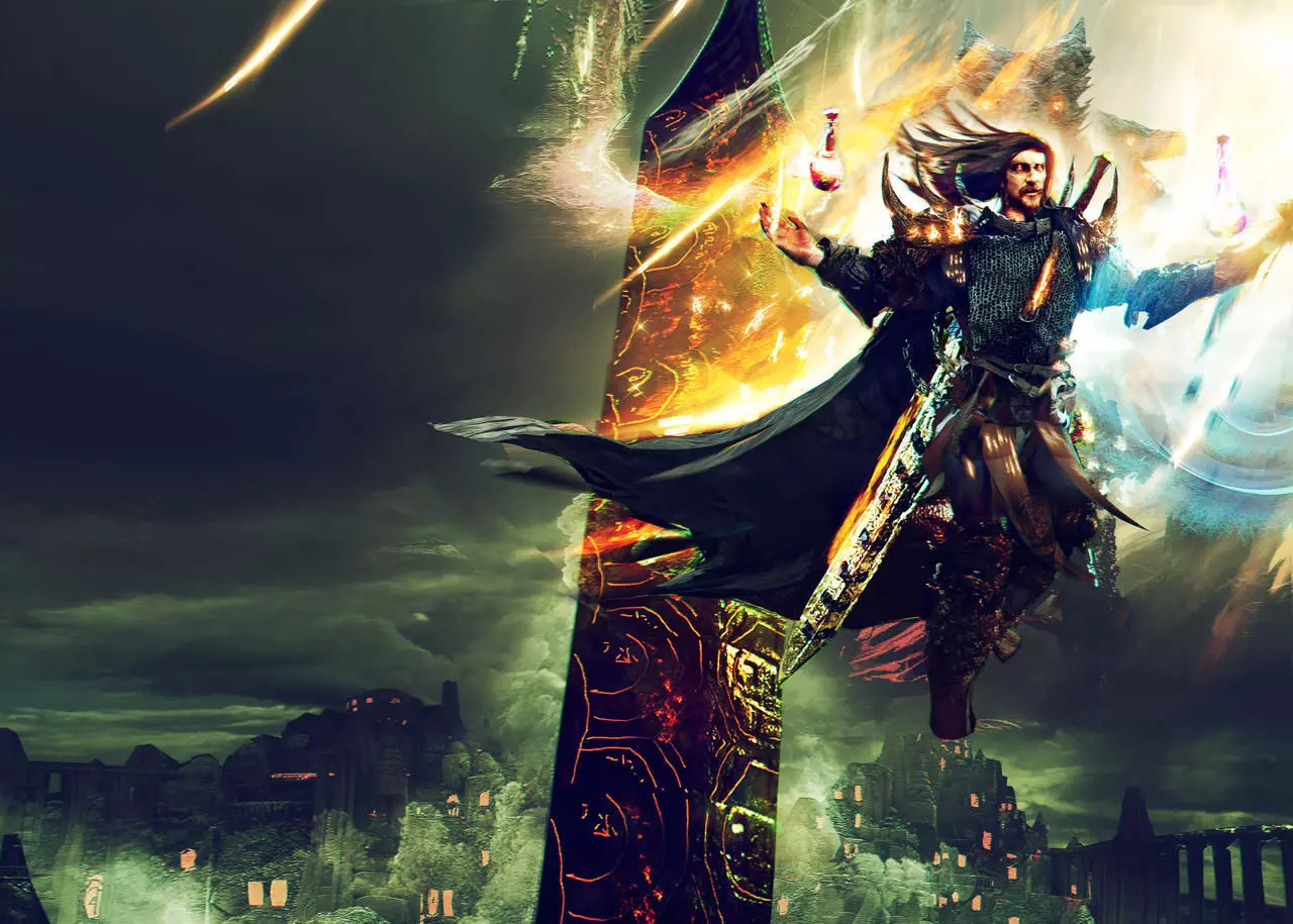 Headless wizard armor set with sword 3D model_0