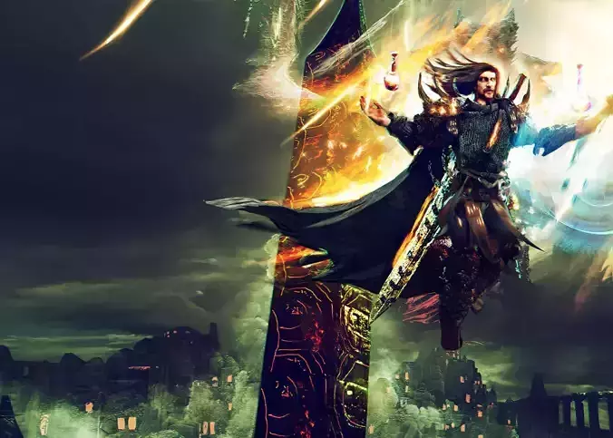 Headless wizard armor set with sword 3D model