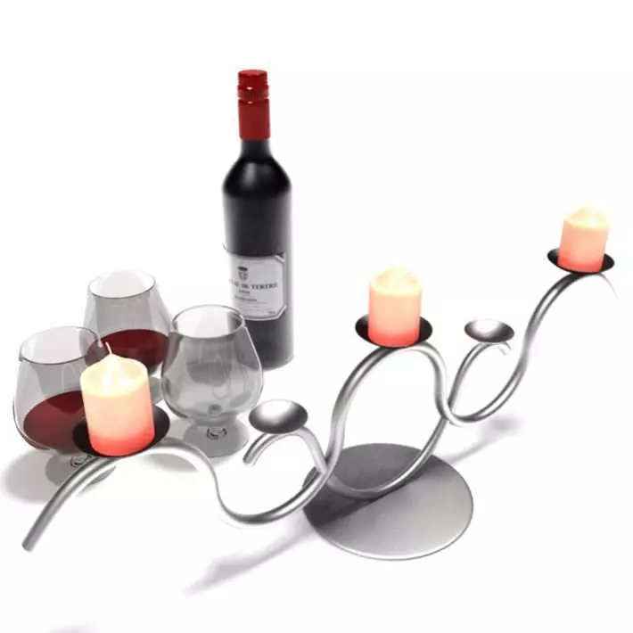 Modern Silver Candle Holder 3D model