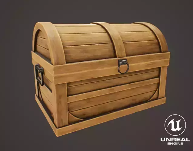 Medieval Treasure Chest - Wooden Chest I Low-poly 3D model