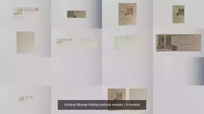 Antique Mosley folding bathtub models 3D Model Collection