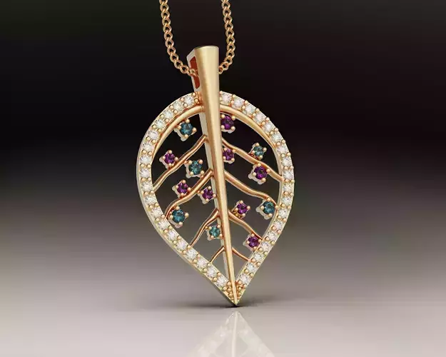 leaf necklace multi-gem