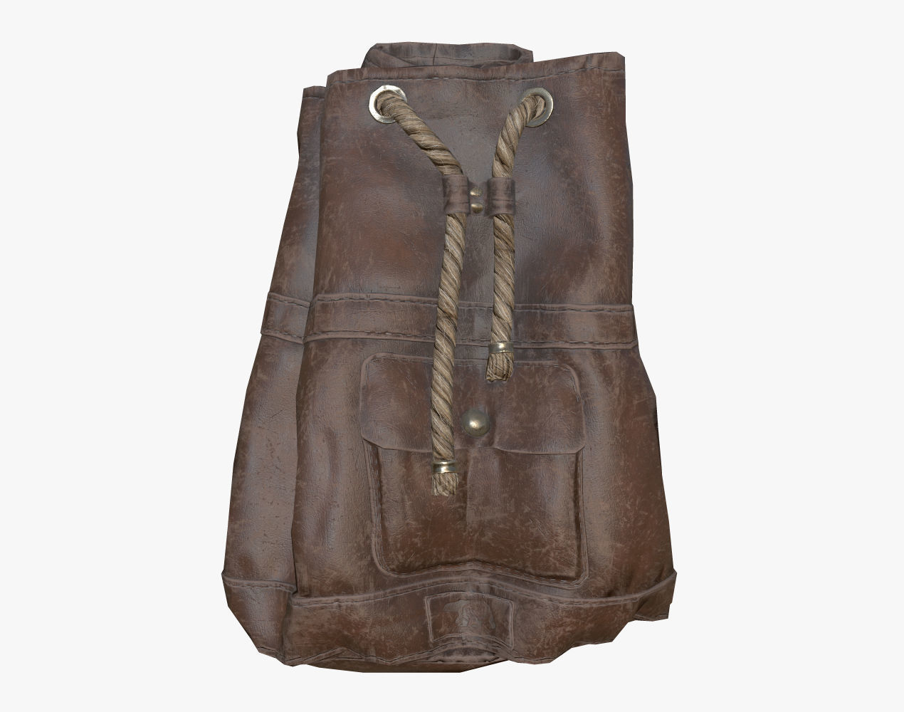 Leather Backpack Low-poly 3D model_1