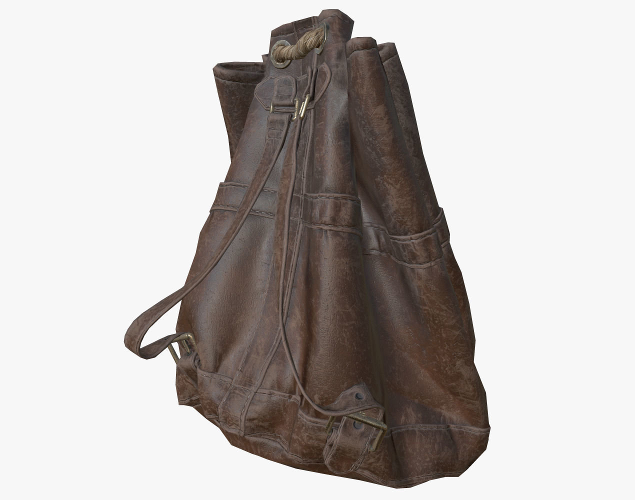Leather Backpack Low-poly 3D model_3