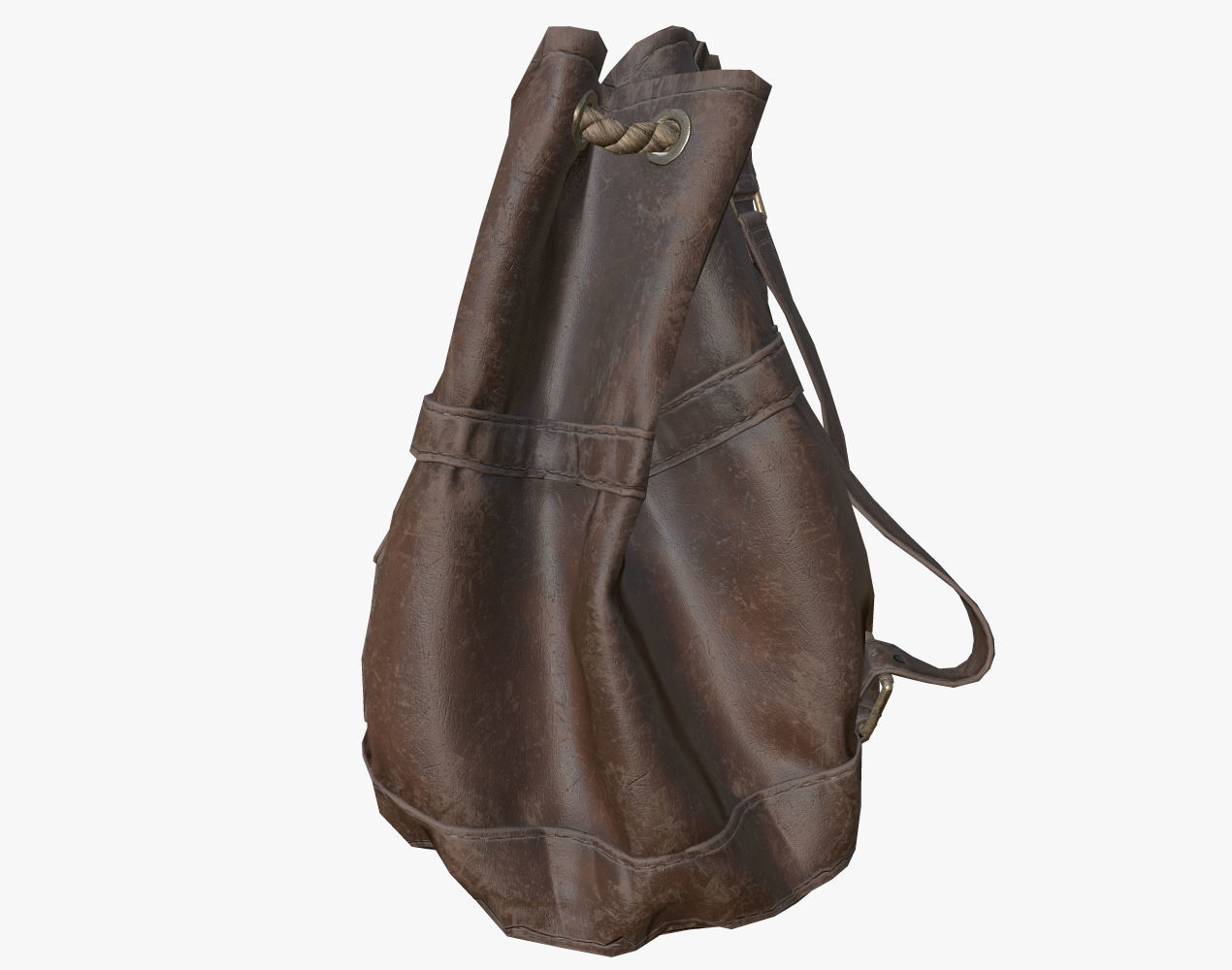 Leather Backpack Low-poly 3D model_6