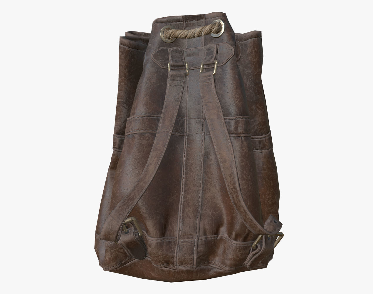 Leather Backpack Low-poly 3D model_4
