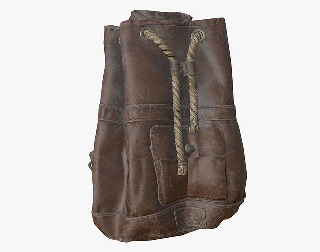 Leather Backpack Low-poly 3D model