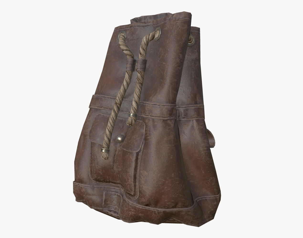 Leather Backpack Low-poly 3D model_7