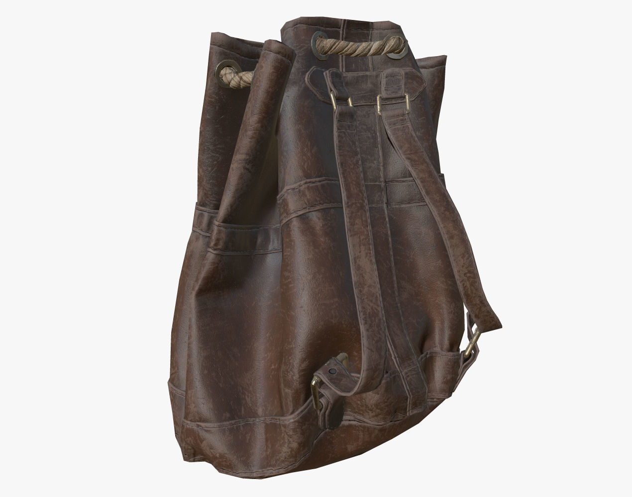 Leather Backpack Low-poly 3D model_5