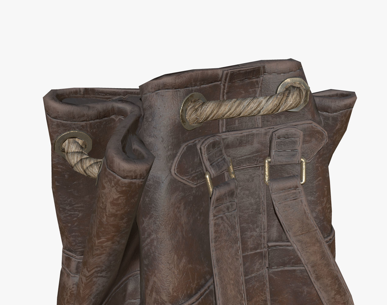 Leather Backpack Low-poly 3D model_10