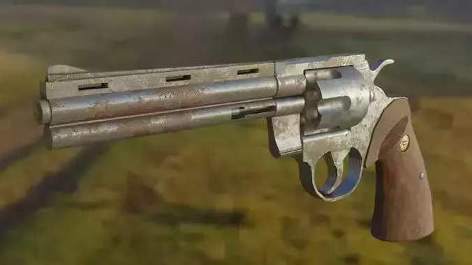 Rusty Old Colt Python 357 mag Revolver Low-poly 3D model