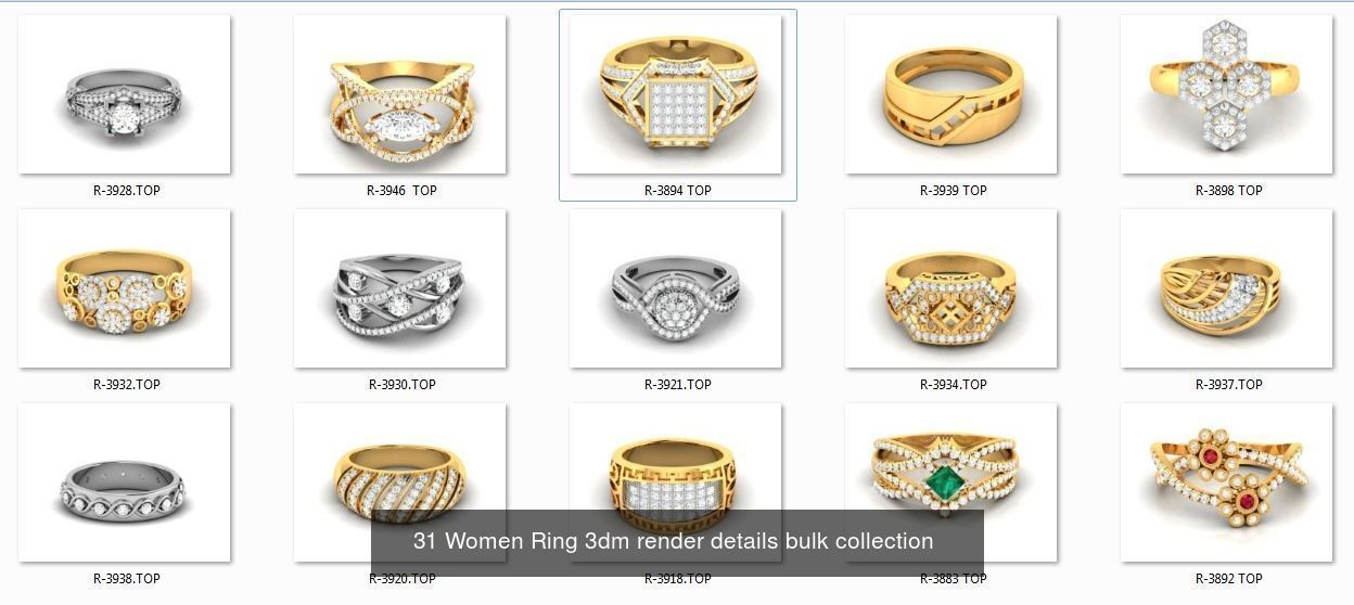 900 Cocktail High Jewelry Rings  3D Model Collection_3