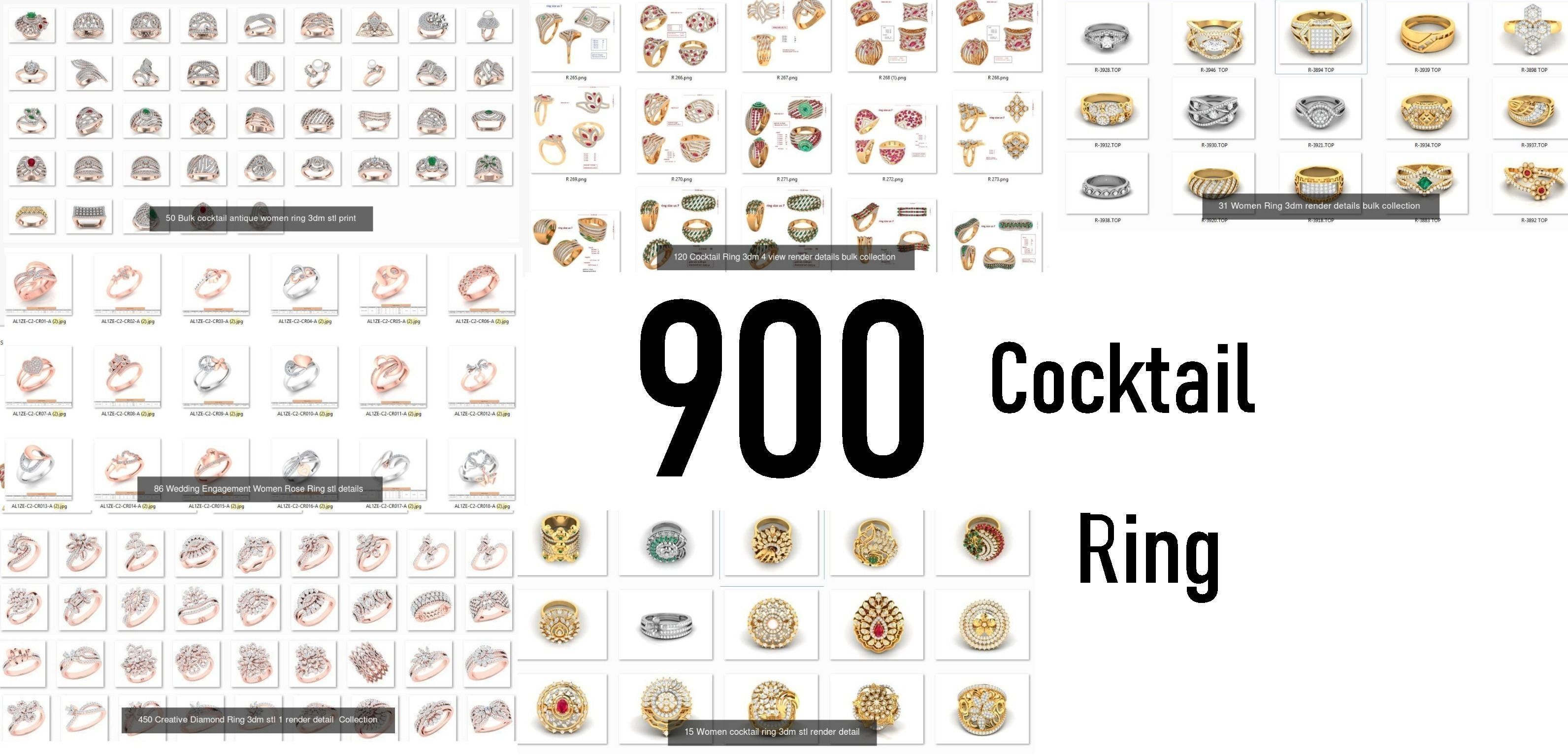 900 Cocktail High Jewelry Rings  3D Model Collection_0