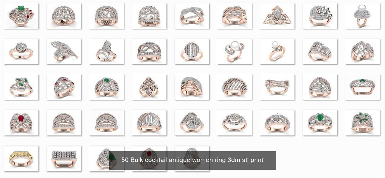 900 Cocktail High Jewelry Rings  3D Model Collection_1