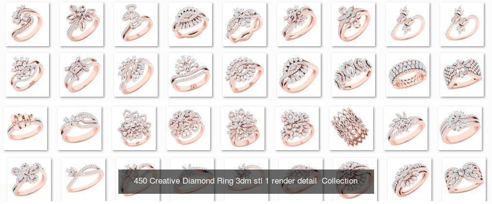 900 Cocktail High Jewelry Rings  3D Model Collection_8