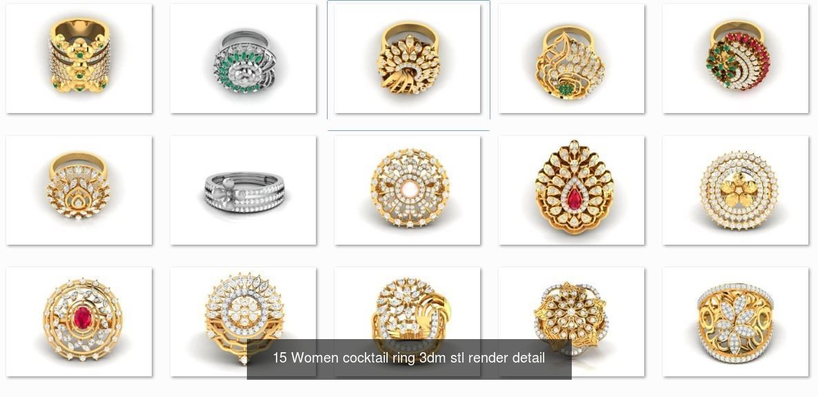 900 Cocktail High Jewelry Rings  3D Model Collection_6