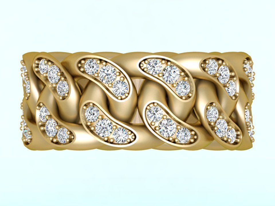 Chain ring - Miami Cuban ring - Link ring - Size 10 3D print model_3