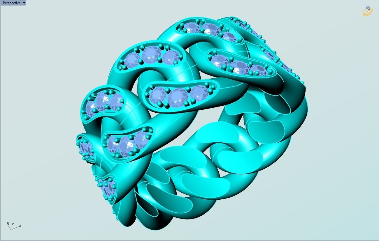 Chain ring - Miami Cuban ring - Link ring - Size 10 3D print model_9