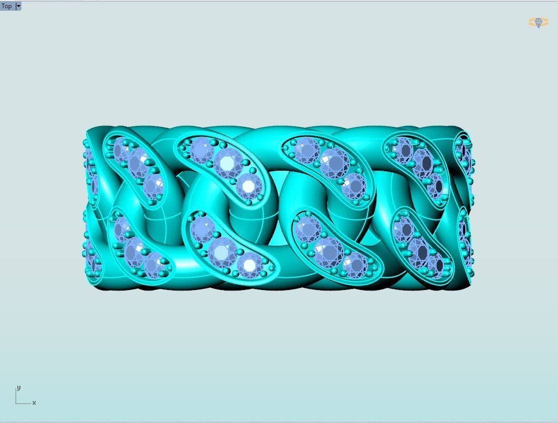 Chain ring - Miami Cuban ring - Link ring - Size 10 3D print model_10