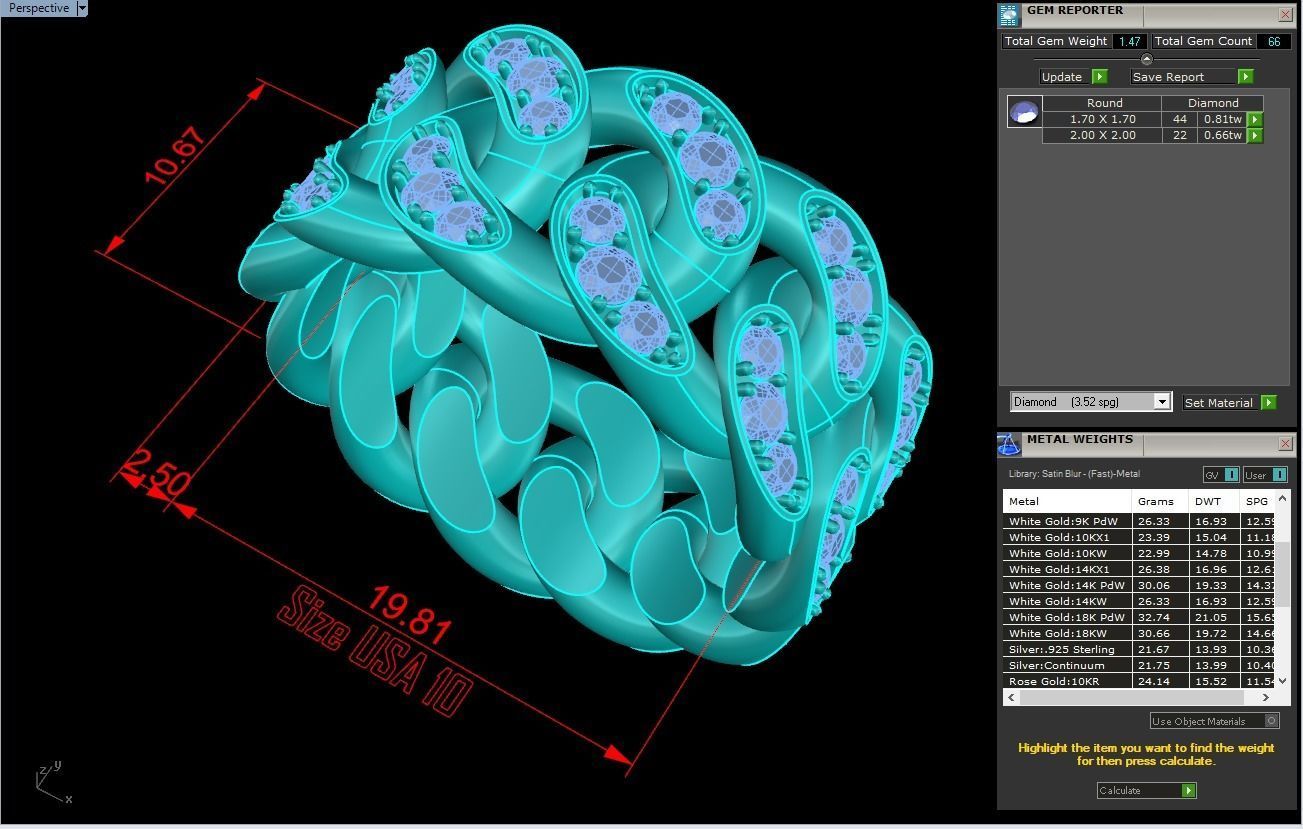 Chain ring - Miami Cuban ring - Link ring - Size 10 3D print model_6