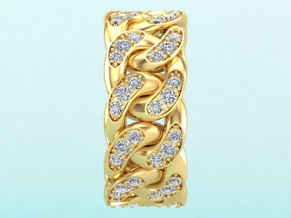 Chain ring - Miami Cuban ring - Link ring - Size 10 3D print model_8