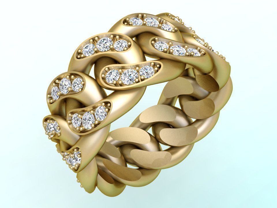 Chain ring - Miami Cuban ring - Link ring - Size 10 3D print model_2